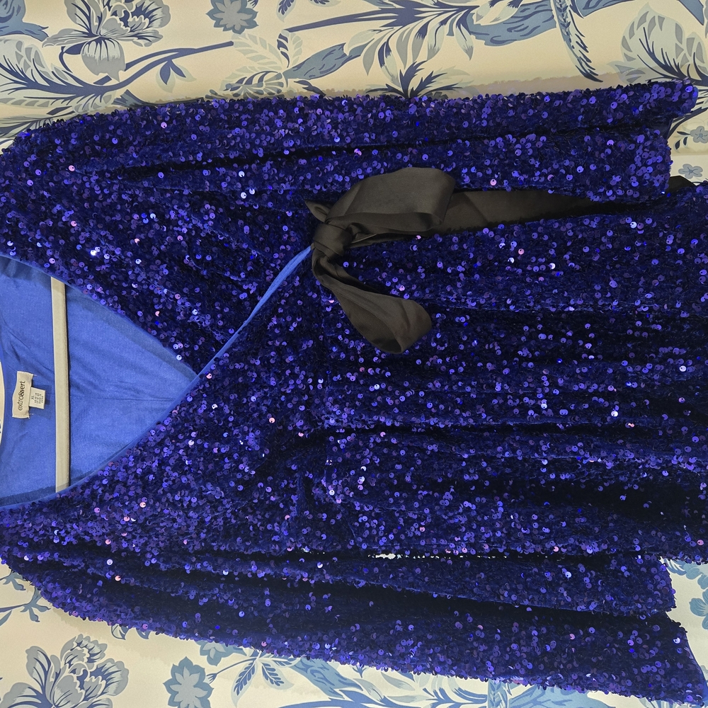 Stunning Blue Sequin Wrap Dress